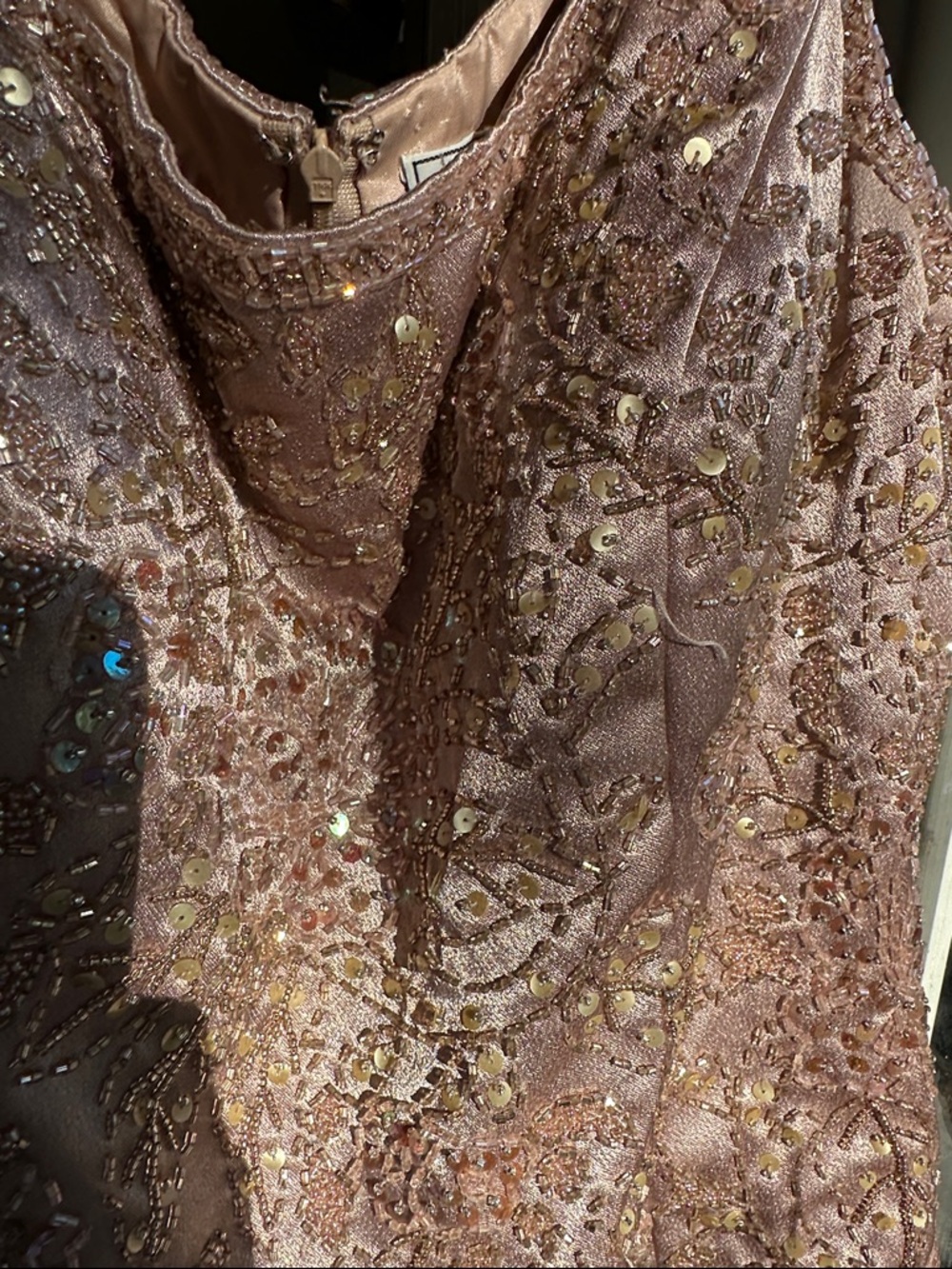 Cabotine sz 44 Embellished Rose Gold Sequin Evening Dress